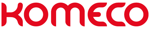 Este é o logotipo vermelho da empresa Komeco.