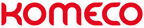 Este é o logotipo vermelho da empresa Komeco.