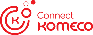 Este é o logotipo referente ao Aplicativo Connect Komeco da empresa Komeco na cor vermelha.