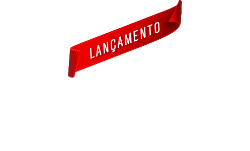 Tag na cor vermelha de Lançamento e Logotipo da Bomba Submersa na cor branca.